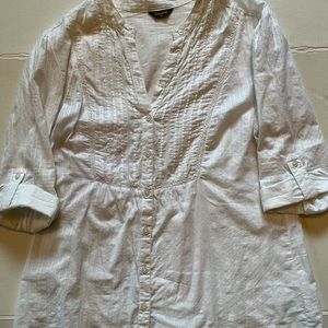DENVER HAYES Women's 100% Cotton Button-Down Blouse, Sz L